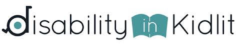 Text: Disability in KidLit. The letter 'D' is shaped with a wheelchair and the word "in" is over a book silhouette.
